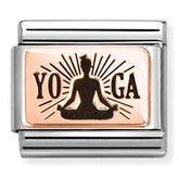 Nomination Composable Classic Link 430111/31 Yoga Lotus Pose in 9K Rose Gold & Enamel